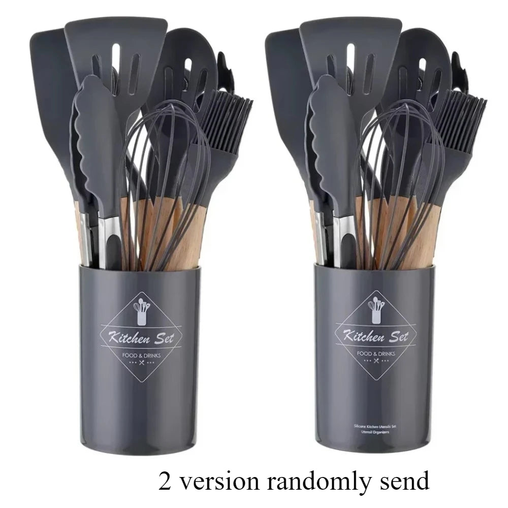 12PCS Food Grade Silicone Kitchen Cookware Utensils Turner Spatula