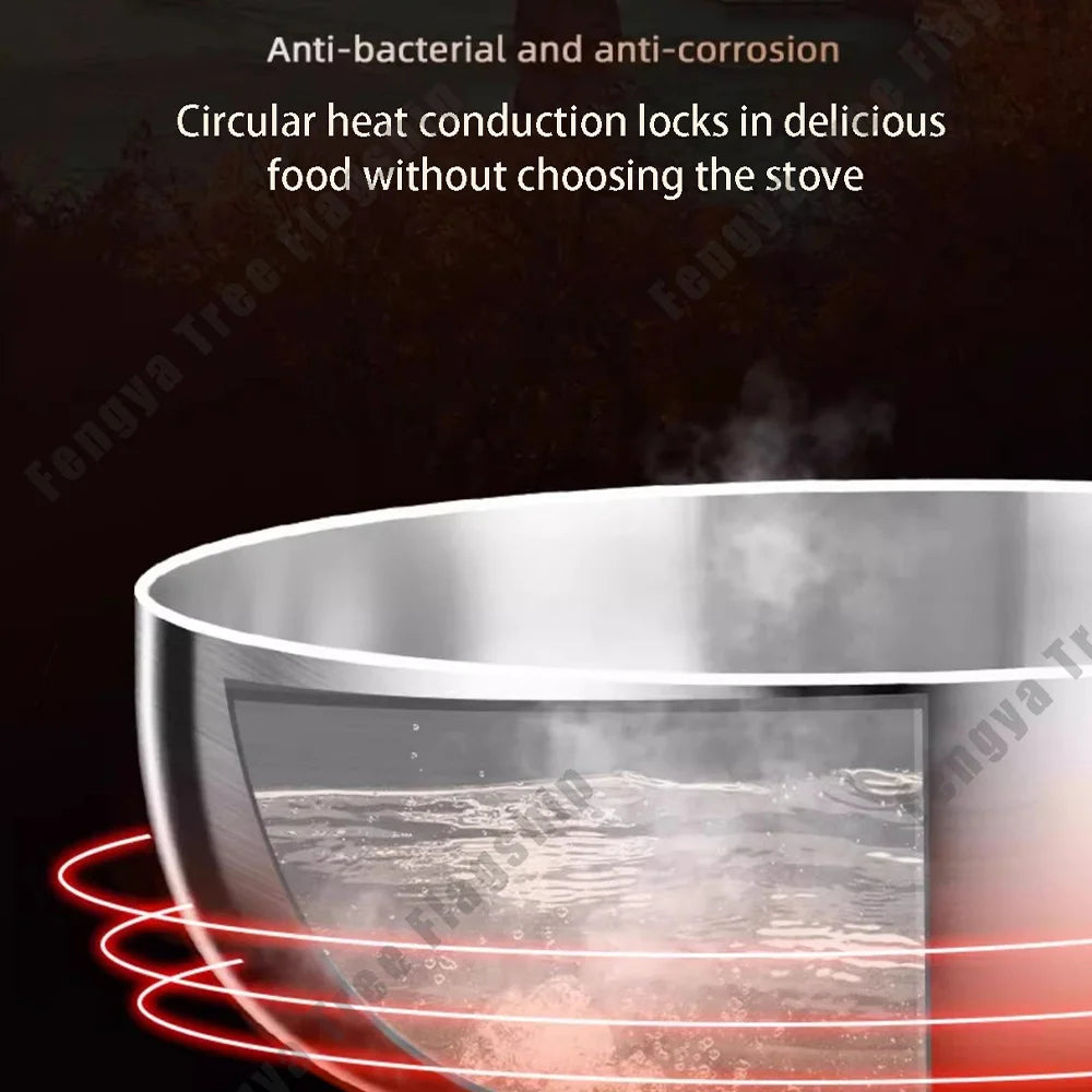 316 Stainless Steel Frying Pan Deepened Wok Non-Stick Skillets Steak