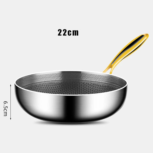 316 Stainless Steel Frying Pan Wok Non-stick Cooking Honeycomb Steak