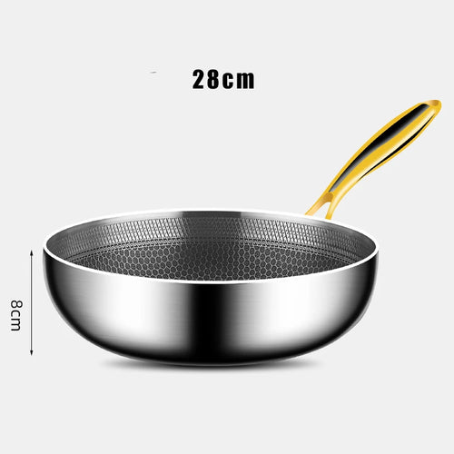 316 Stainless Steel Frying Pan Wok Non-stick Cooking Honeycomb Steak