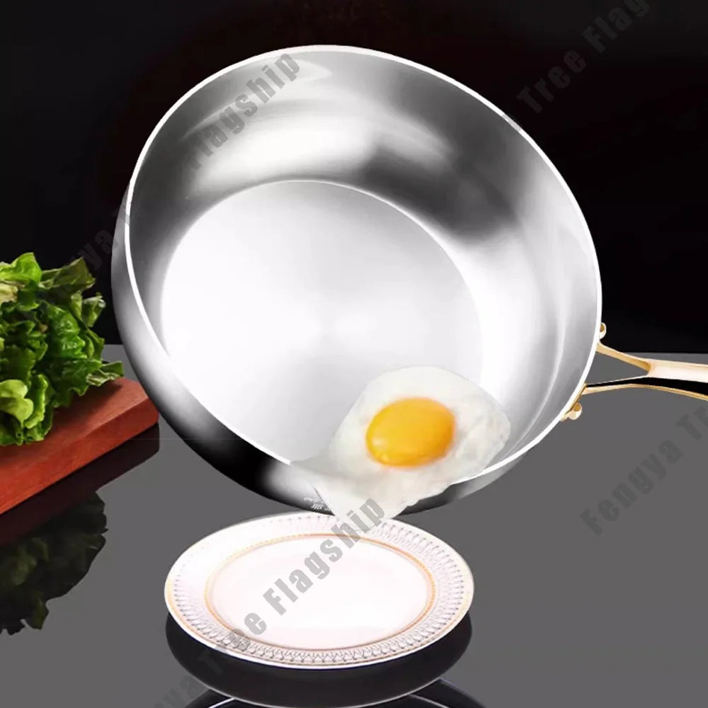 316 Stainless Steel Frying Pan Deepened Wok Non-Stick Skillets Steak