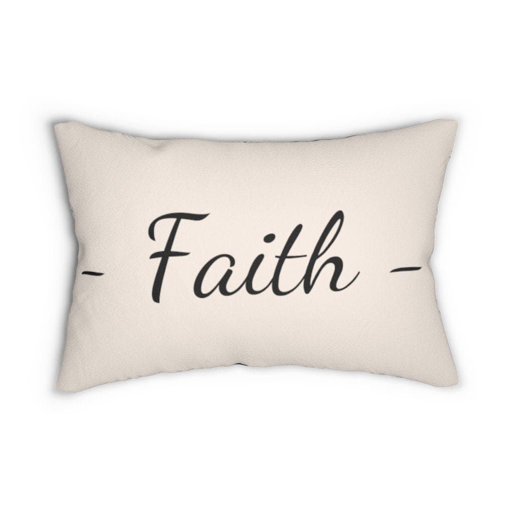 Decorative Lumbar Throw Pillow - Faith - Beige Black