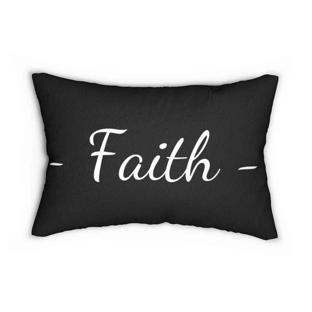 Decorative Lumbar Throw Pillow - Faith - Beige Black