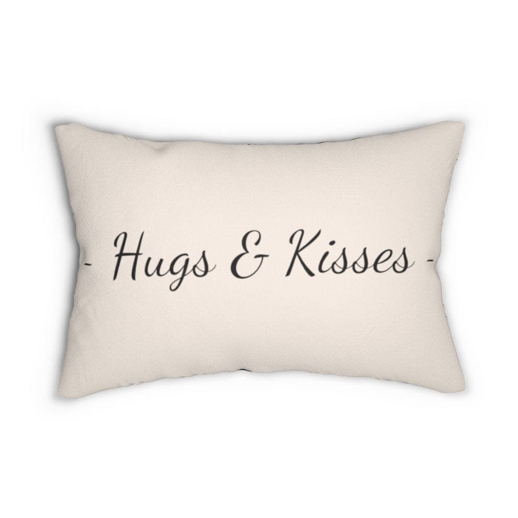 Decorative Lumbar Throw Pillow - Hugs and Kisses - Beige Black