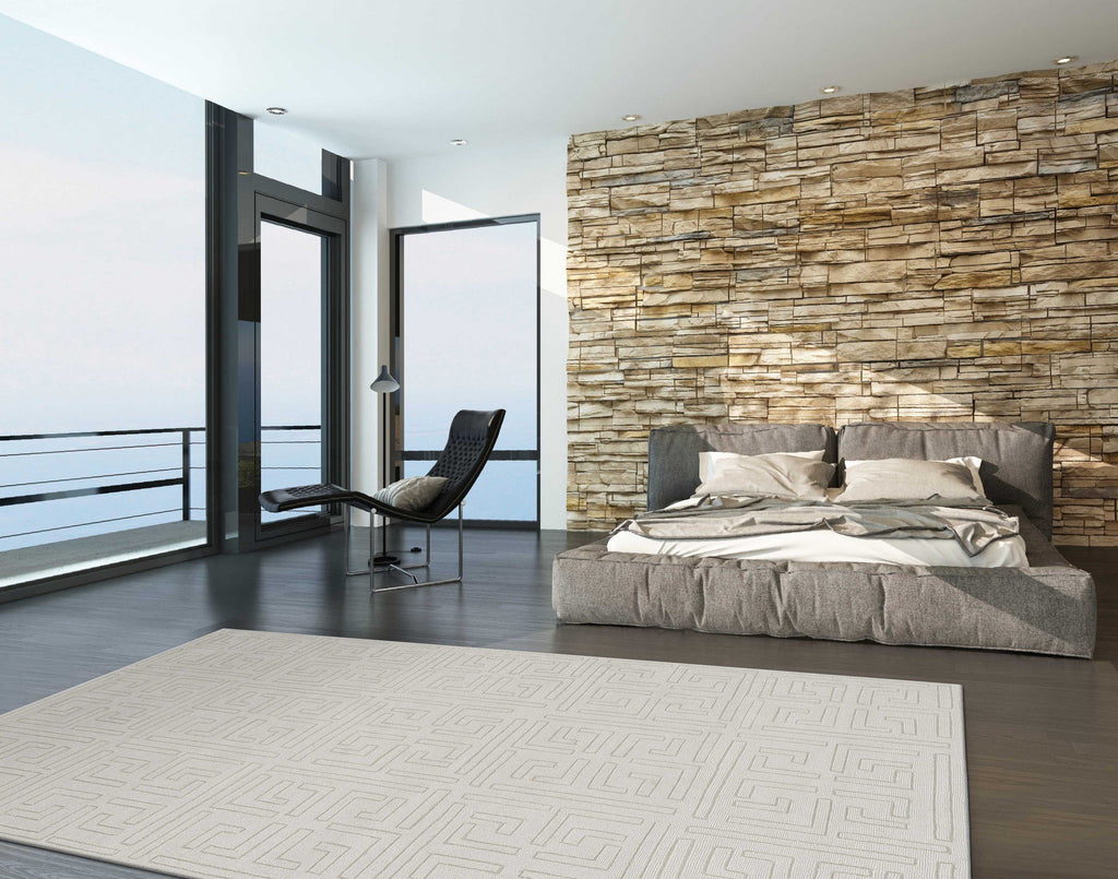 91" X 130" Beige Polypropylene Rug