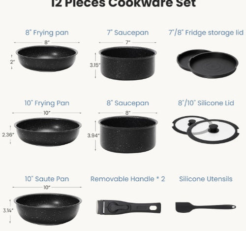 12 POTS And Pans Set, Non-stick Kitchen Cookware Set