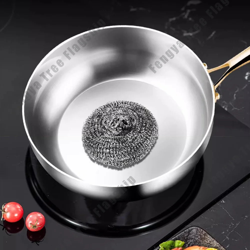 316 Stainless Steel Frying Pan Deepened Wok Non-Stick Skillets Steak